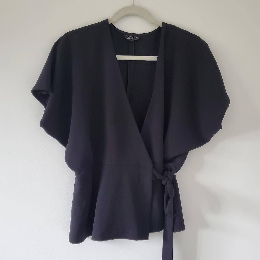 TOPSHOP plunging neck black top size 8